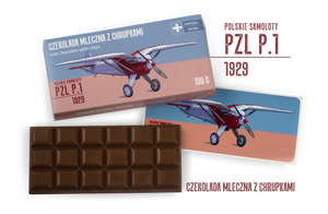 PZL P.1 — czekolada mleczna z chrupkami z naklejką