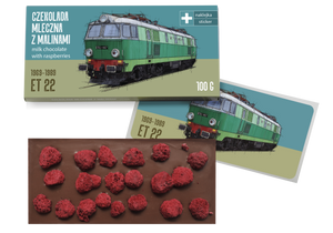 ET22 Byk — czekolada mleczna z malinami z naklejką