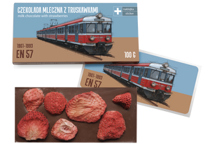 EN57 Regio — czekolada mleczna z truskawkami z naklejką
