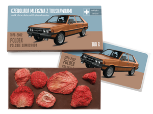 Polonez — czekolada mleczna z truskawkami z naklejką