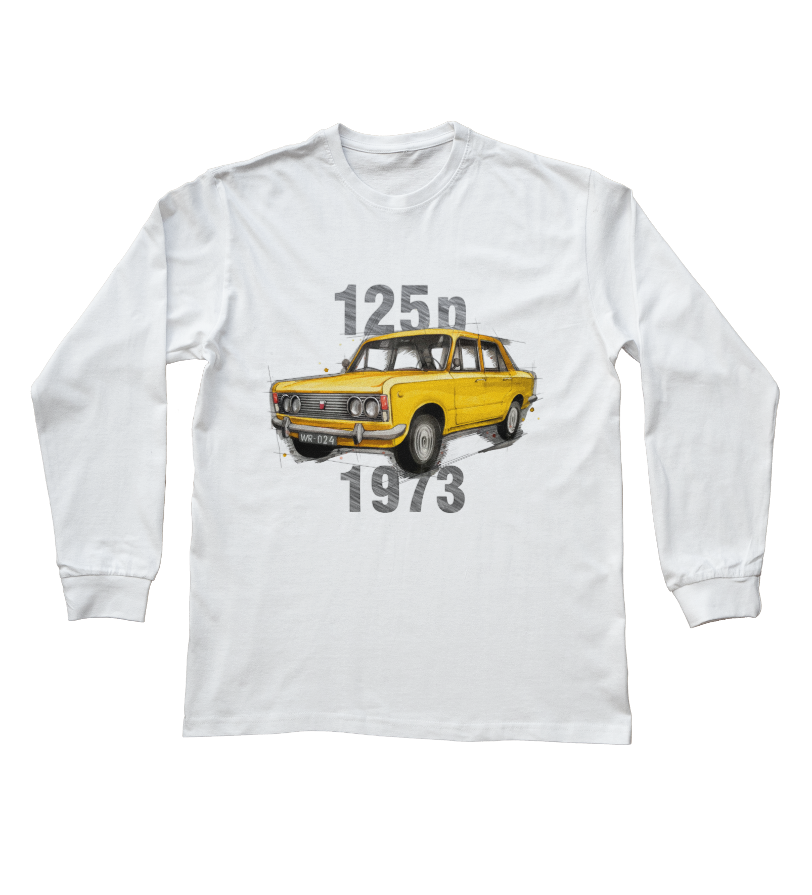 Fiat 125p — bluzka z długim rękawem — NIK-SLS-STDBI-FIA125-ZOL-01