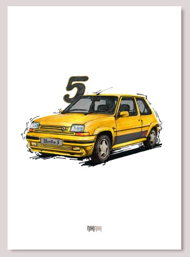bialy plakat Renault 5 Żółty