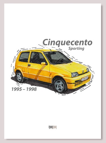 FIAT_CINQUECENTO_ŻÓŁTY_bialy plakat.jpg