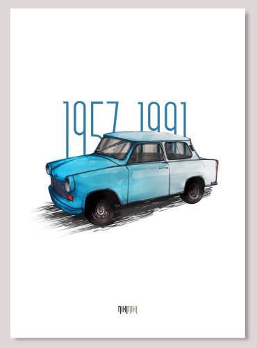 plakat dekoracyjny na ścianę z samochodem Trabant