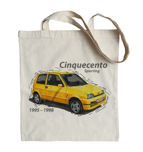 torba bawełniana na zakupy z samochodem Fiat Cinquecento