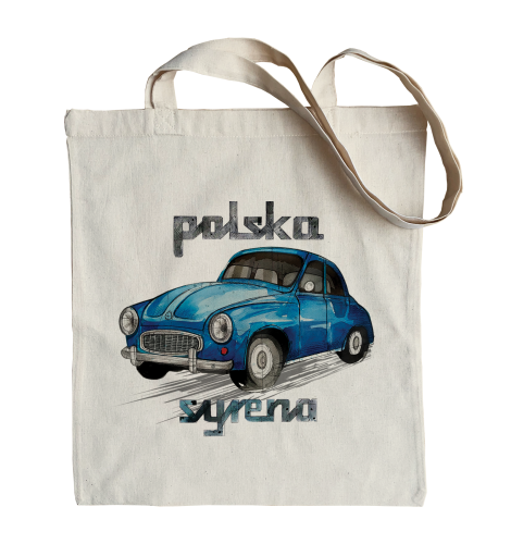 torba bawełniana na ramię z samochodem Syrena