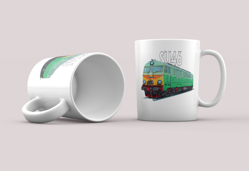 kubek dla kolejarza z lokomotywą SU46