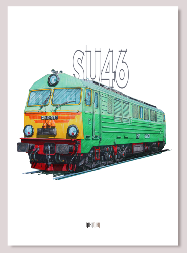 plakat z lokomotywą SU 46 prezent dla fana kolei