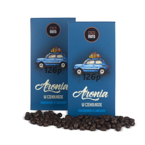 owoce w czekoladzie z samochodem Fiat 126p Maluch, prezent dla fana motoryzacji