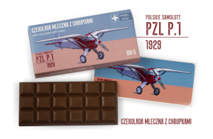 PZL P.1 — czekolada mleczna z chrupkami z naklejką& CocoMoto
