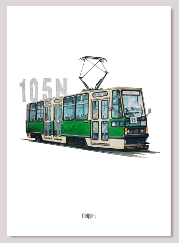 plakat z tramwajem Konstal 105N