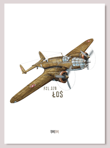 plakat z samolotem PZL 37 Łoś